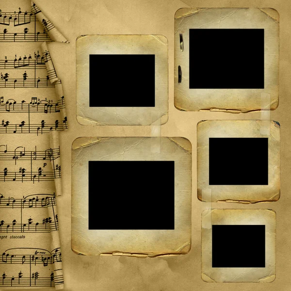 Velhos slides sobre fundo musical — Fotografia de Stock