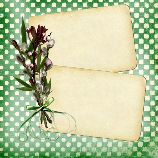 Card for design with sheets and bouquet — Stock Photo, Image