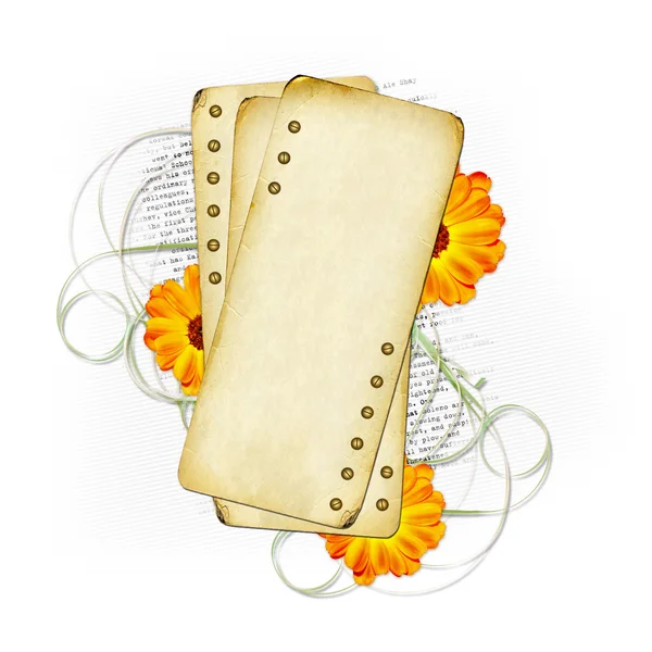 Карточка для оформления с листами и цветами — стоковое фото