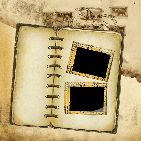 Grunge album for design with envelope — Stock Photo, Image