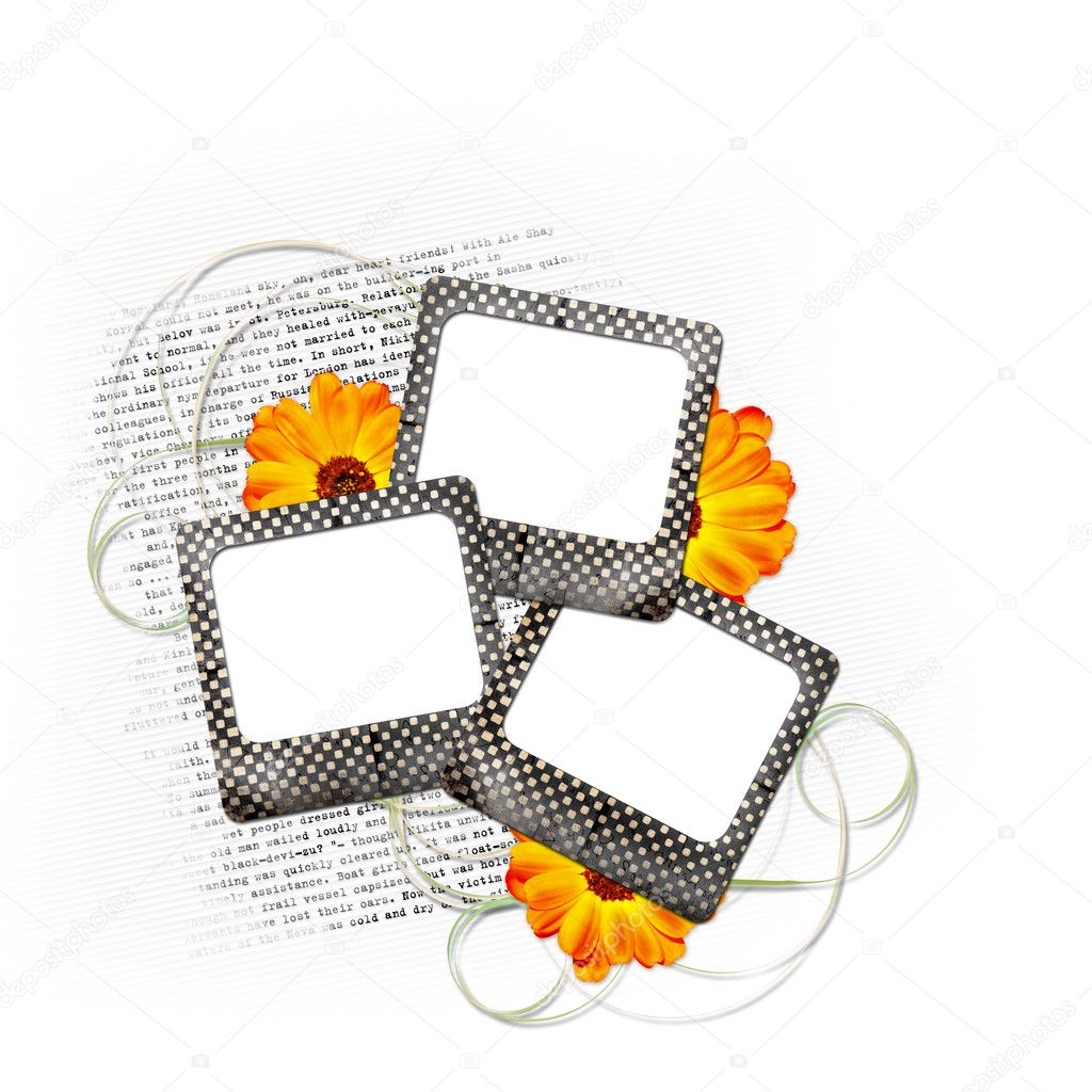 Card for design with slides and flowers