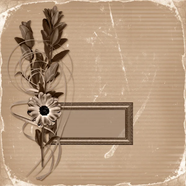 Cornice con bouquet su sfondo grunge — Foto Stock