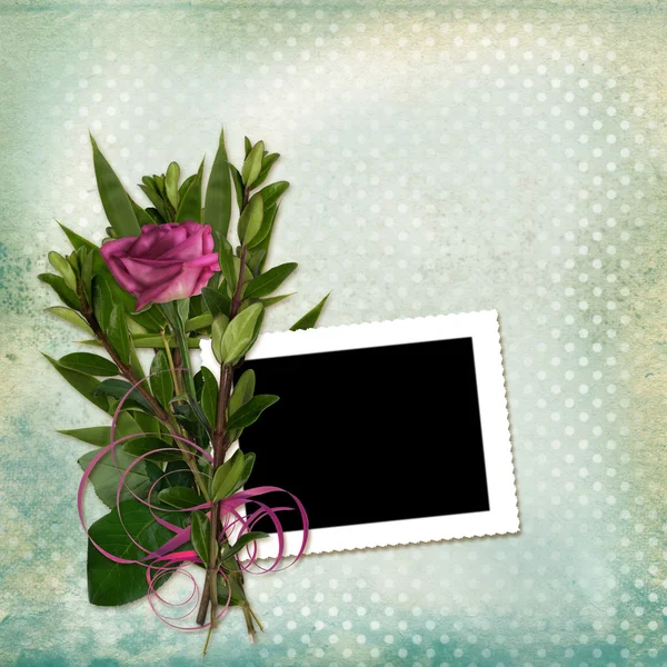 Cornice con bouquet su sfondo grunge — Foto Stock