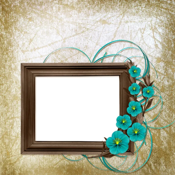 Frame with bouquet on grunge background — Stock Photo, Image