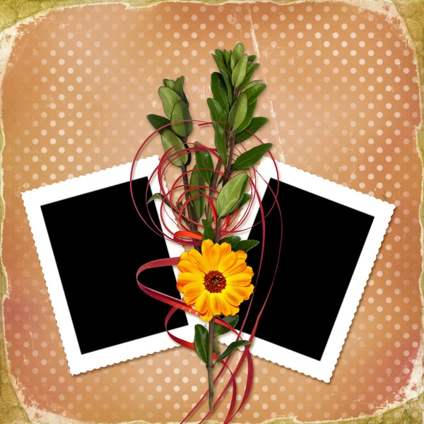 Karte mit Bouquet auf Grunge-Hintergrund — Stockfoto