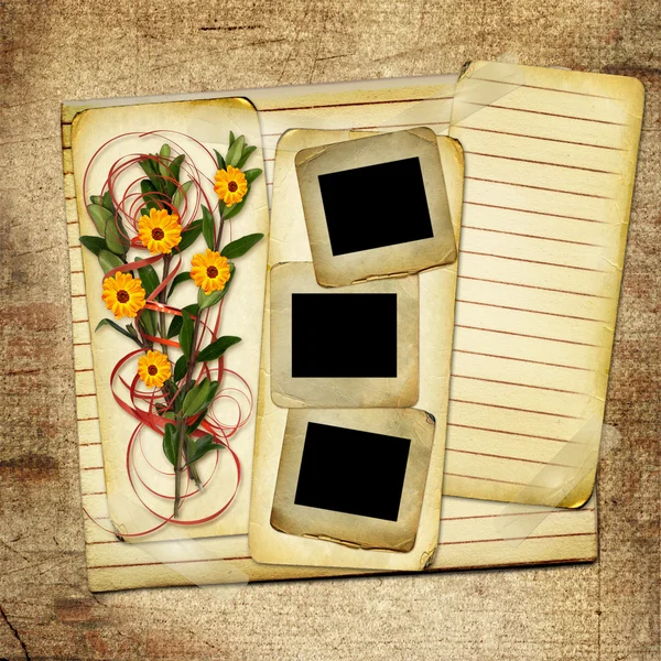 Card with bouquet on grunge background — Stock Photo, Image