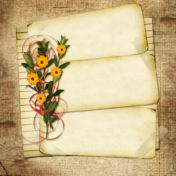 Card with bouquet on grunge background — Stock Photo, Image