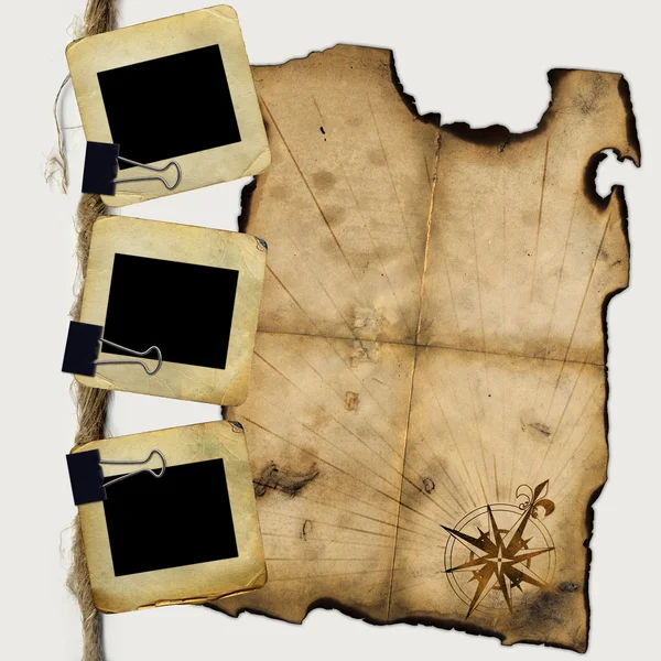 照片与海盗地图空白的幻灯片 — 图库照片