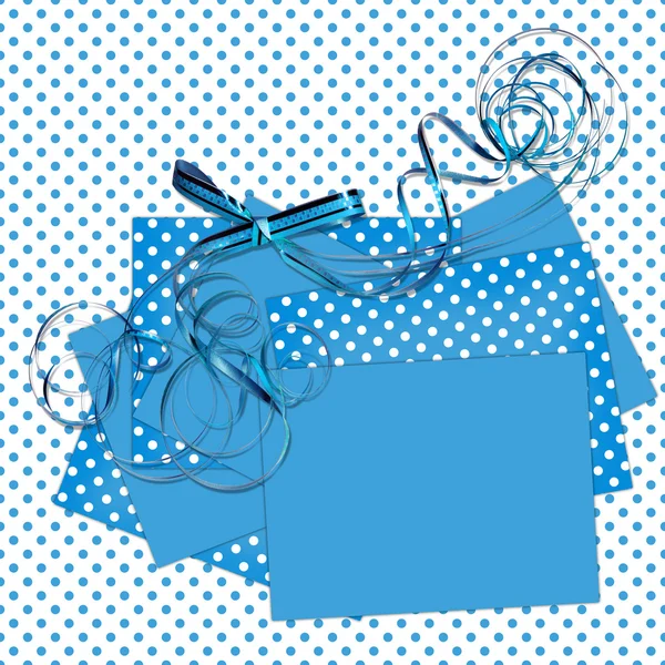 Blå blad med båge polka dot bakgrund Royaltyfria Stockfoton