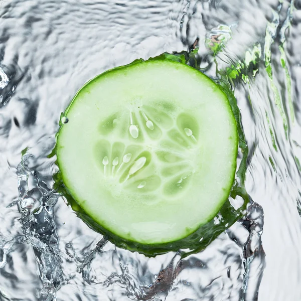 Cucumber in spray of water.
