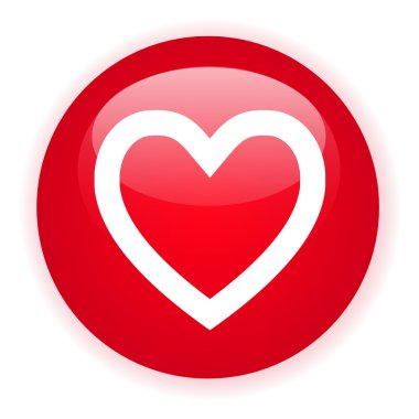 Signle red heart button clipart