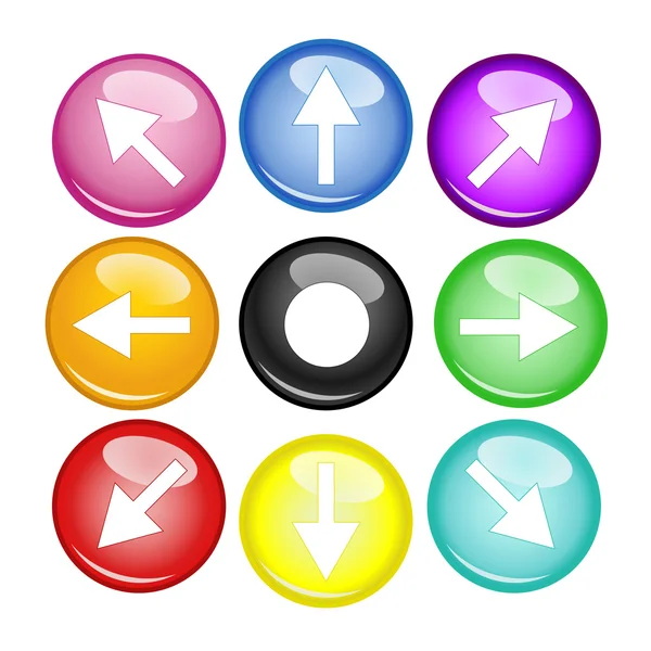 Flecha multicolor y orbe — Vector de stock