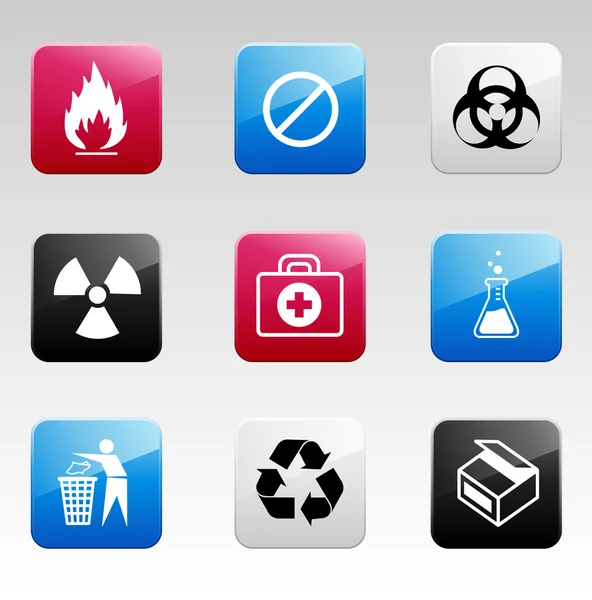 Color danger icons — Stock Vector