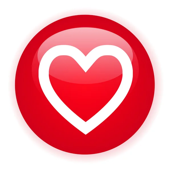 Signle botón rojo del corazón — Vector de stock