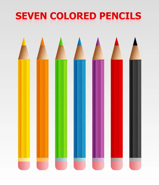 Seven Colored Pencils — Stock Vector
