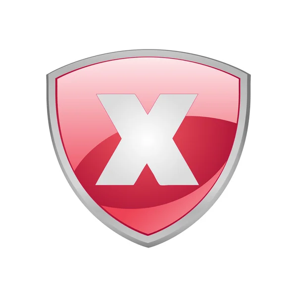 Decline shield red icon — Stock Vector