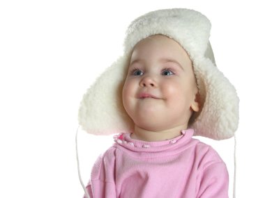 Baby with hat with earflaps clipart