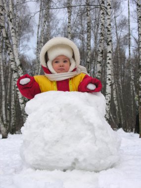 Baby with snowball clipart