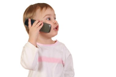 Baby with phone clipart