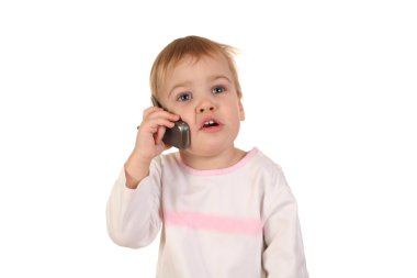 Baby with phone 2 clipart