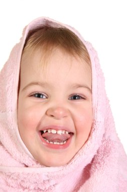 Baby with towel clipart