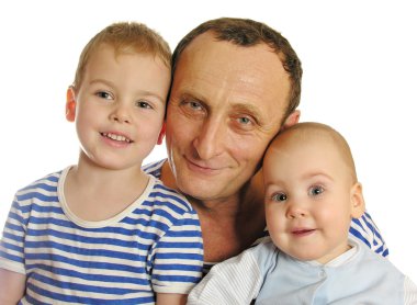 Grandfather with grandchildren clipart