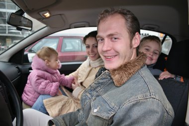 Family in car clipart