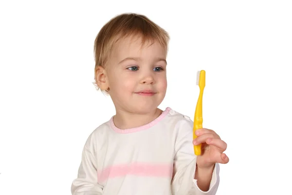 Bebé con cepillo dental — Foto de Stock