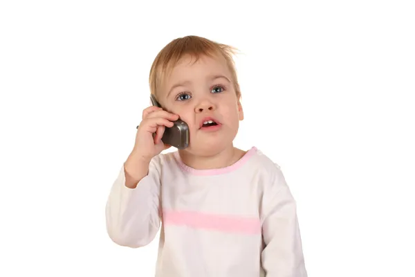 Baby med telefon 2 — Stockfoto