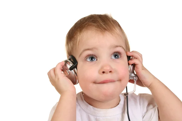 Baby med hörlurar 2 — Stockfoto