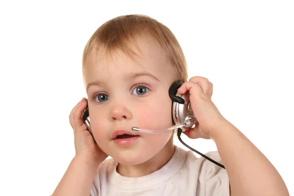 Baby with headphones 3 — Stock Photo, Image