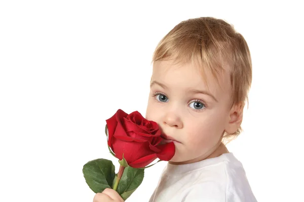婴儿与玫瑰 2 — 图库照片
