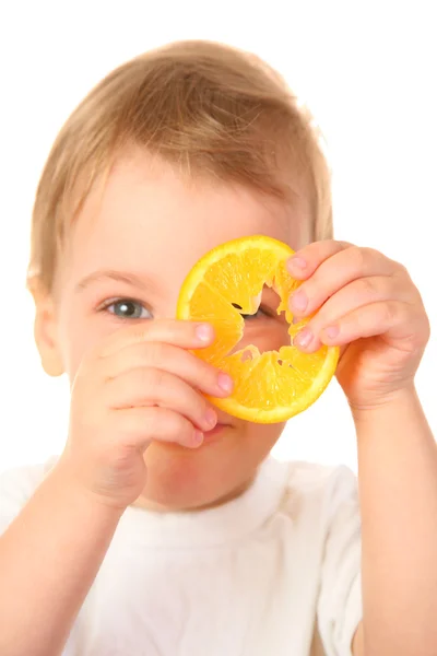 Bebek ile portakal 2 — Stok fotoğraf