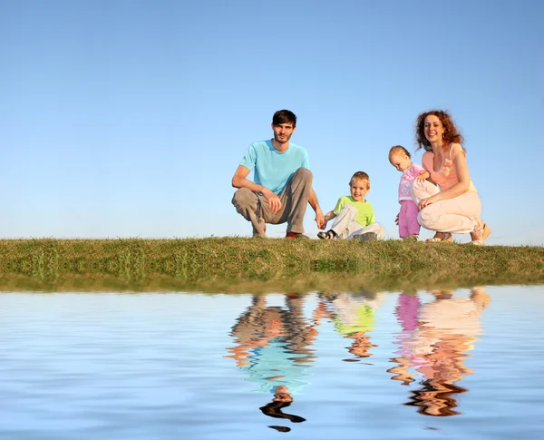 Семья из четырех человек на meadow — стоковое фото