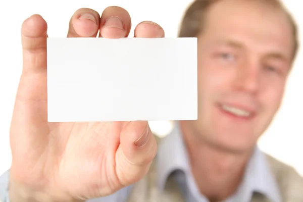 Άνθρωπος με κάρτα για κείμενο — Φωτογραφία Αρχείου