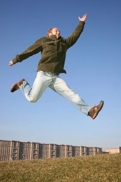 Jump spring man — Stock Photo, Image