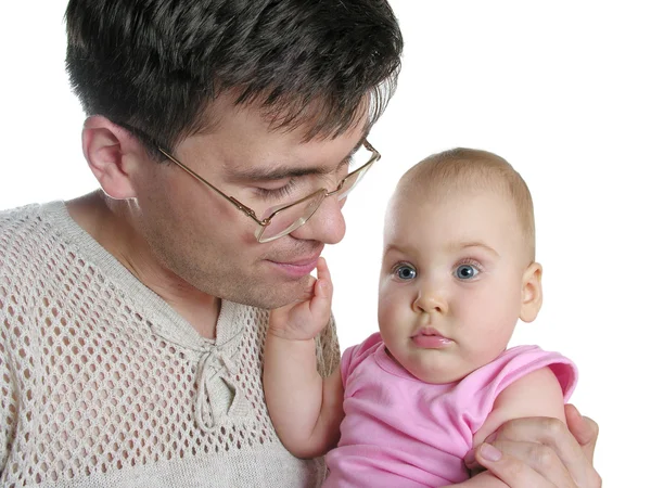 Father with baby isolated — Stock Photo, Image