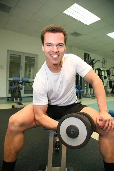 Gym man with dumbbell 2 — Stock Photo, Image