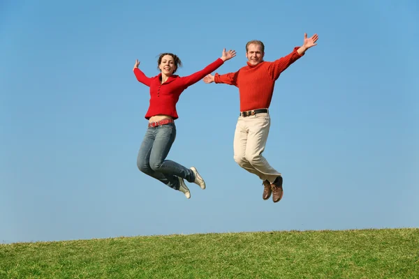 Jump couple — Stock Photo, Image