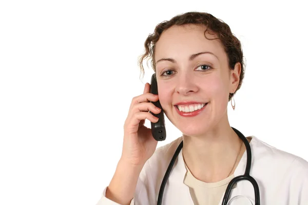 Läkare med telefon — Stockfoto