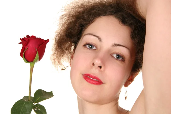 Žena s růží — Stock fotografie