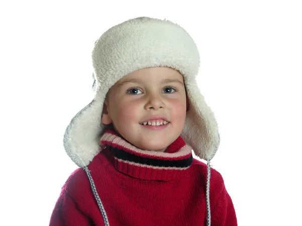 Хлопчик з капелюхом з вушними раковинами — стокове фото