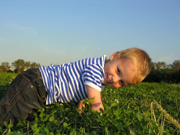 Criança no prado — Fotografia de Stock