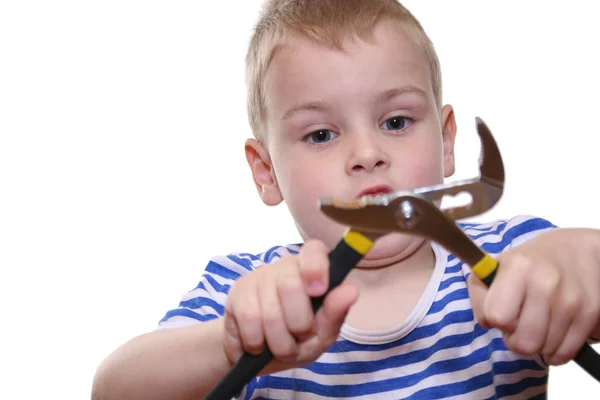 Boy with tool — Stock Photo, Image