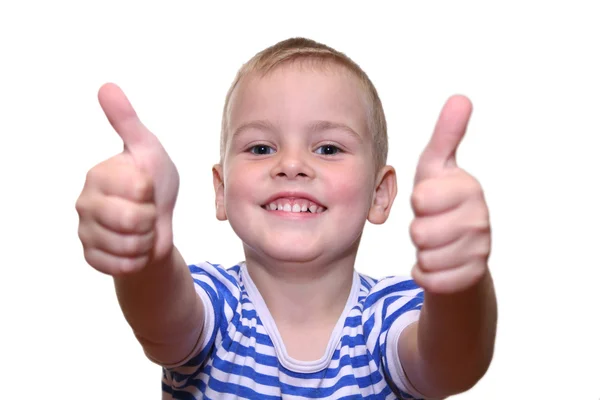 Happy boy with two hands 2 — Stock Photo, Image
