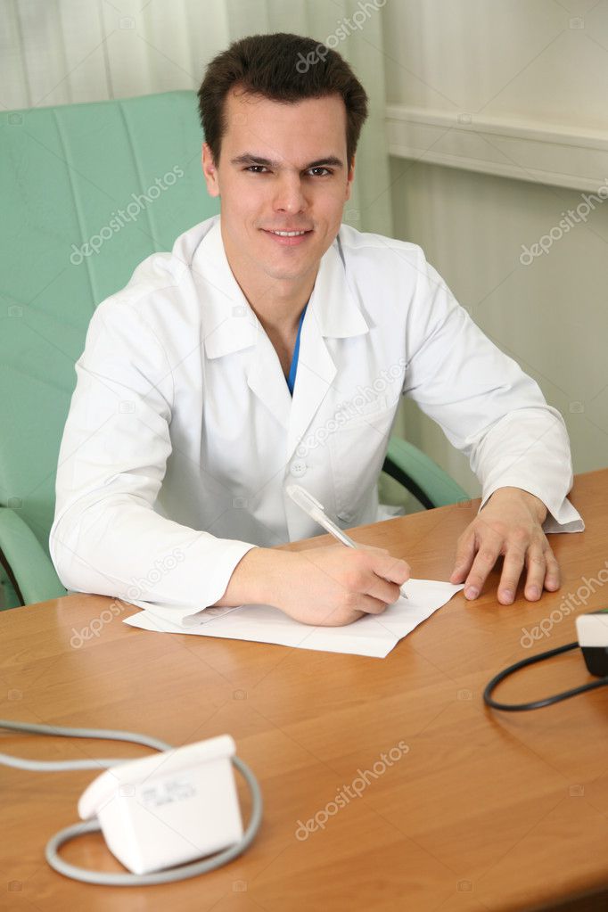 Doctor and table