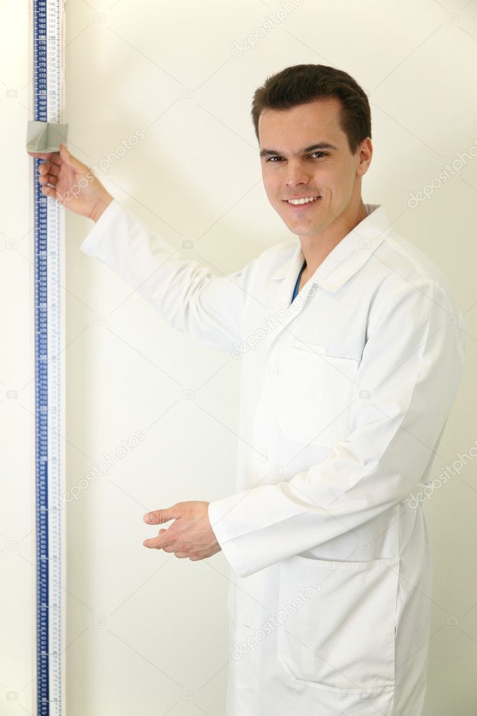 Doctor with stadiometer