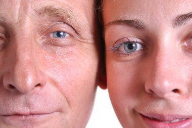 Young woman and her grandfather closeup clipart