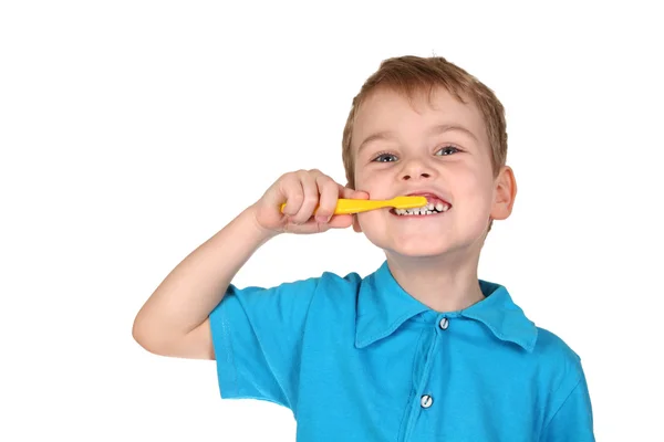 Niño con cepillo dental — Foto de Stock