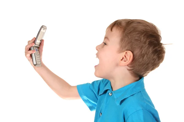 Skrik pojke med telefon 2 — Stockfoto